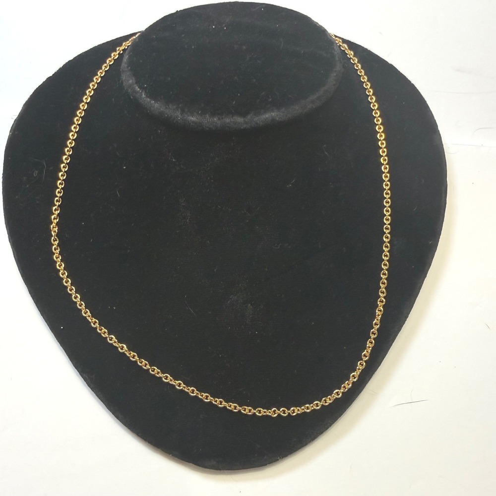 925 Sterling Silver Gold Tone Rolo Link Chain Necklace 18.5 Inch Minimalist